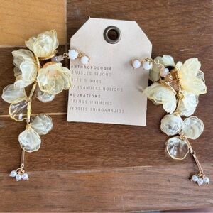 Anthropologie Yellow Floral Dangle Earrings